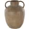 12" Brown Antique Inspired Metal Vase with Handles